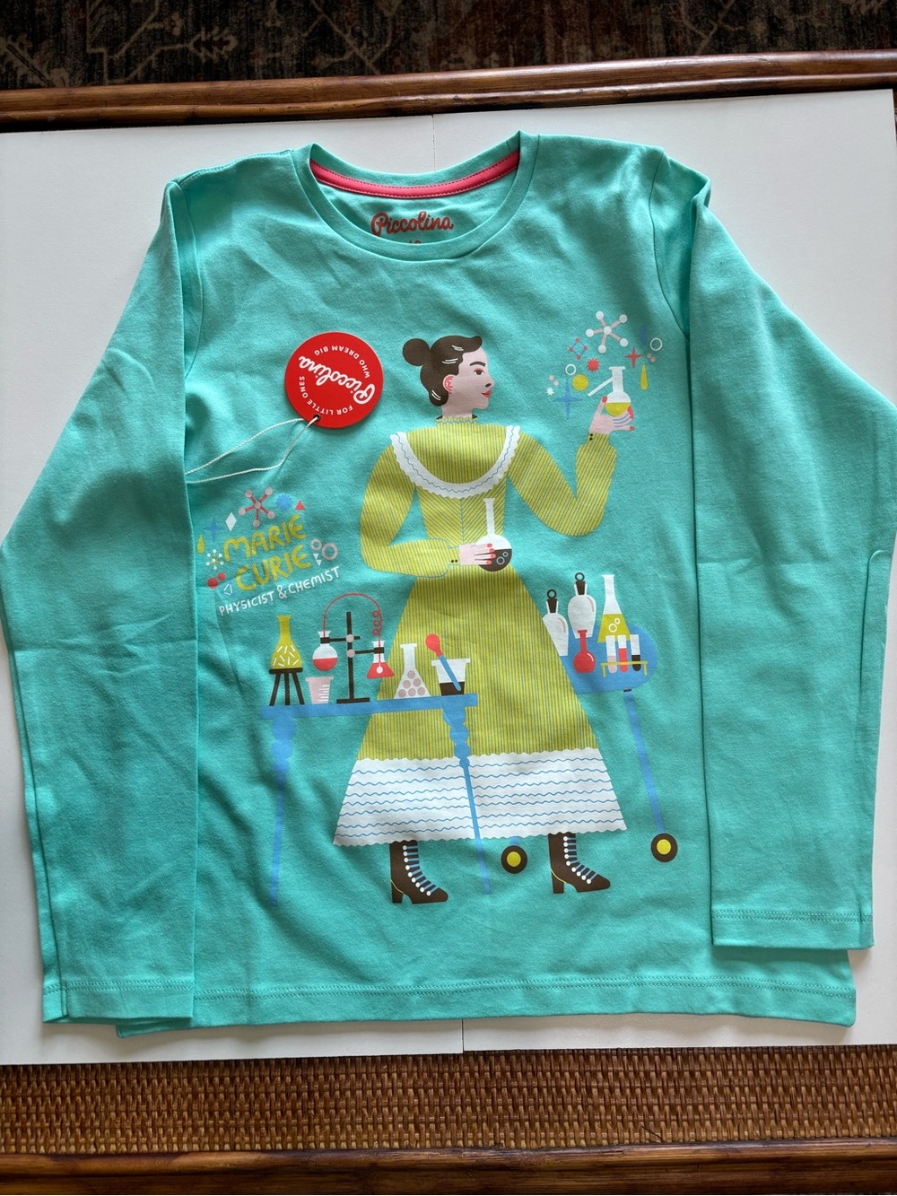 Girls' Turquoise Piccolina Marie Curie Graphic Long-Sleeve Tee